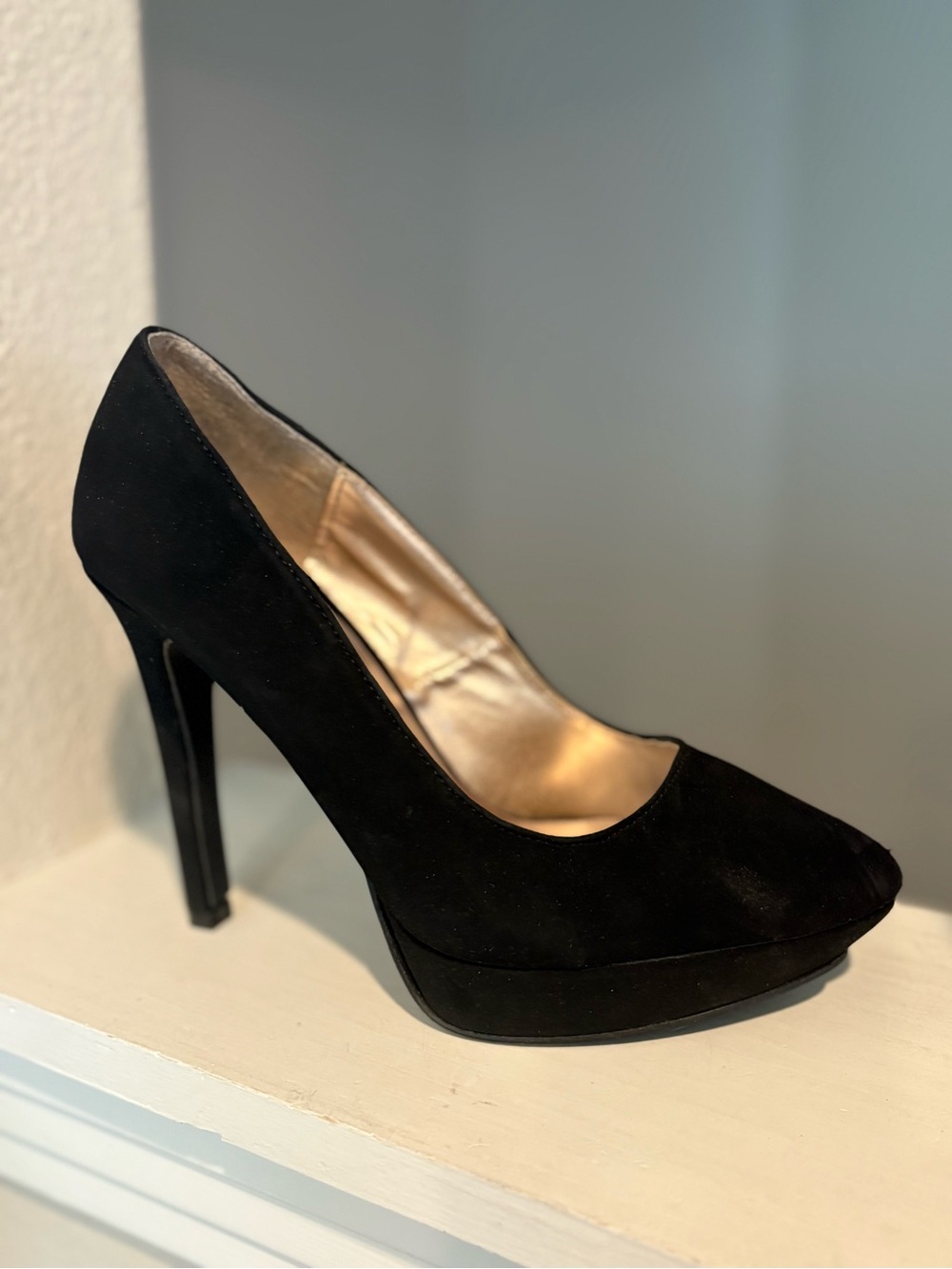 Charlotte Russe Black Stiletto Faux Suedes Platform 4” Stiletto Pump Womens Sz 9 - Picture 2 of 9